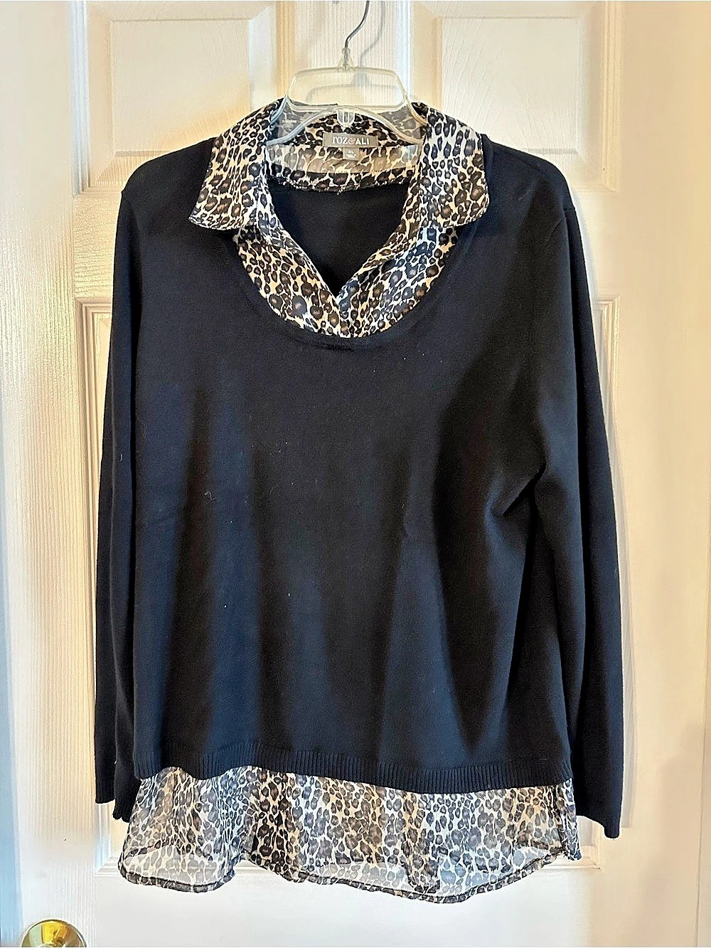 roz & ALI Animal Print Trim Tunic in Black & Brown XL, EXCELLENT USED CONDITION2